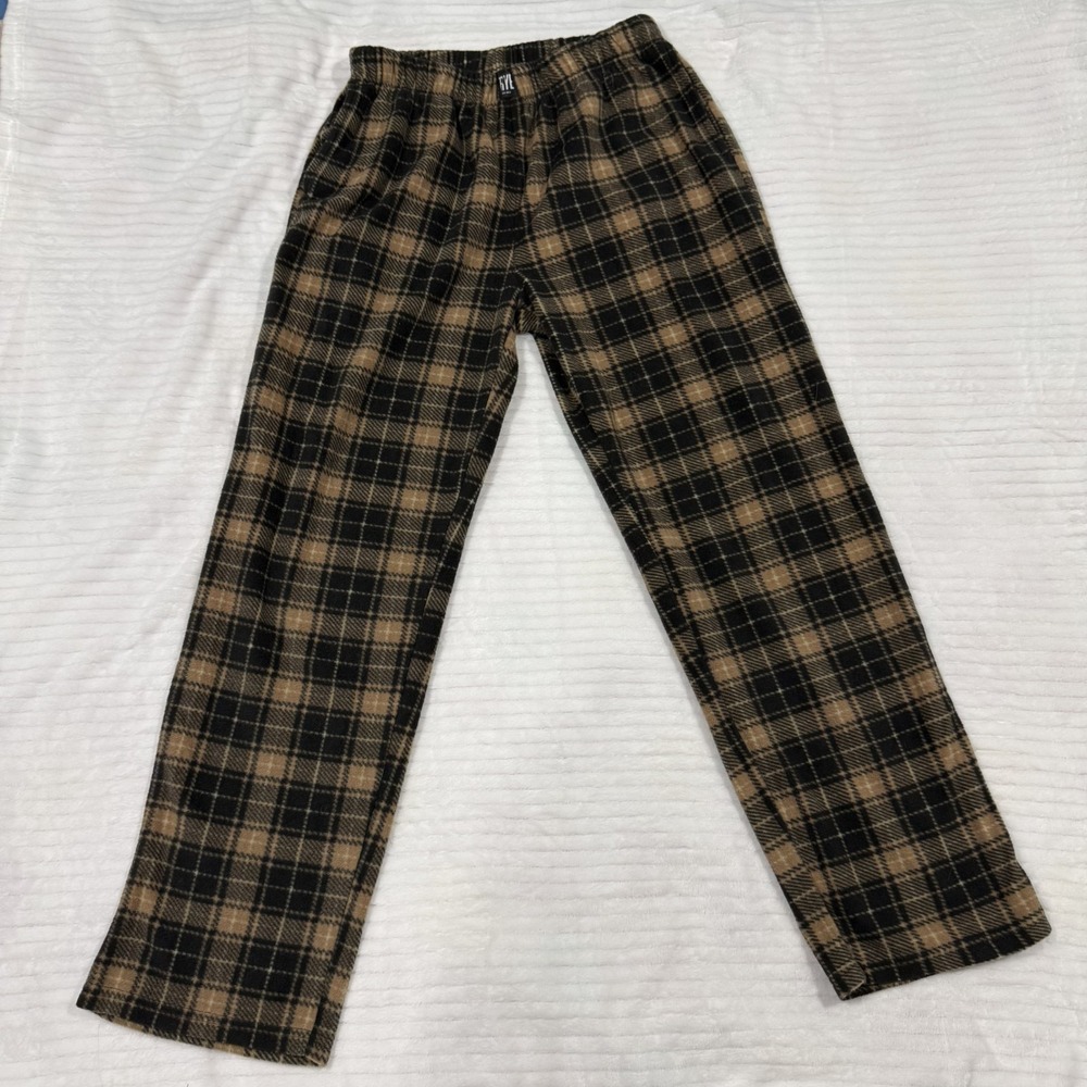 Frye Women's Plaid Fleece Lounge Pajama Pants Size Small Brown Black Soft Cozy